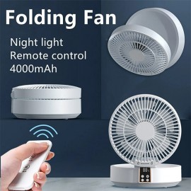 New Remote Control Wireless Circulating Air Cooling Fan with LED Light Folding Electric Wall-mounted Fan Desktop Fan USB
