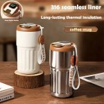 450ml Seamless Liner Stainless Steel Coffee Mug Smart LED Temperature Display Thermos Portable Leakproof Insulation Cup
